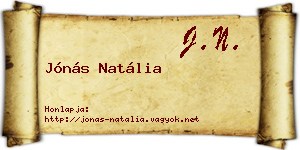 Jónás Natália névjegykártya